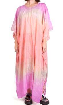  One of A Kind Silk Maxi Caftan in Sunset