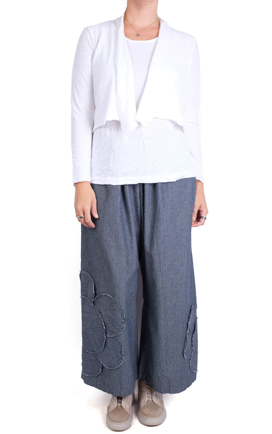 Cutloose Cropped Cardigan in White Linen Knit