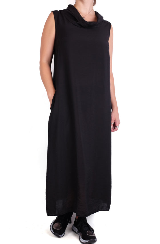 Cutloose Cowl Neck Maxi Dress in Black Parachute