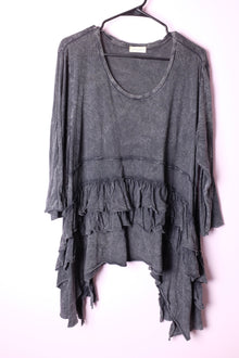  T2T Krista Larson Gray Ruffle Tee One Size