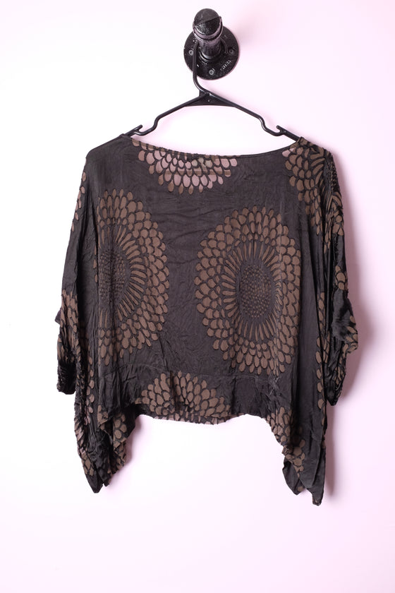 T2T Grizas Silk Burnout Black Top Size Small