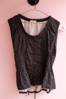  T2T Krista Larson Black Print w/ Pink Flower Vest One Size