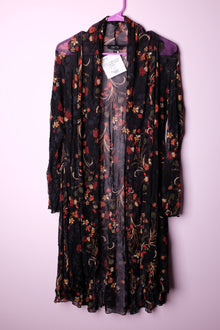  T2T Comfy Black Floral Sheer Jacket Large