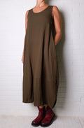 Gerties Sleeveless Princess Dress in African Olive