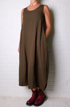 Gerties Sleeveless Princess Dress in African Olive