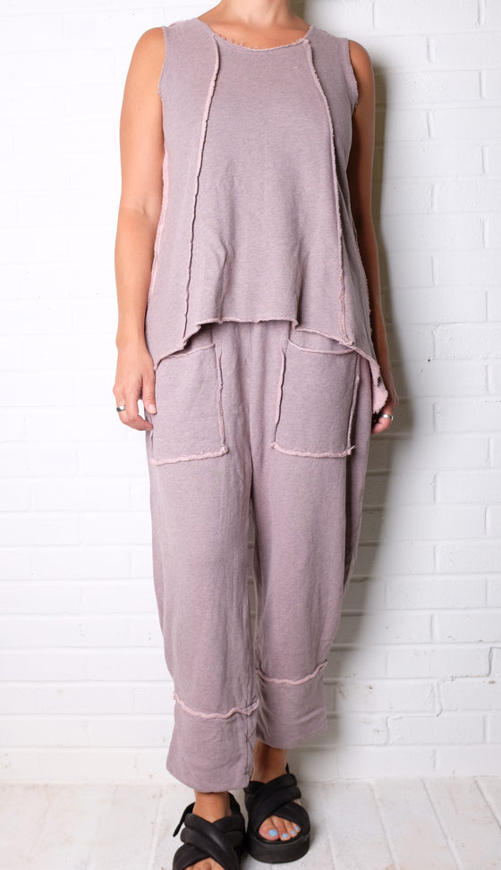 Bodil Terry Tank in Pink Heather