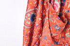 KQ Orange Floral Vintage Silk Top