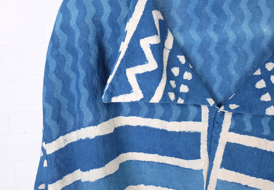 KQ Blue Vintage African Mudcloth Top