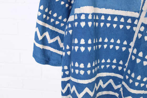 KQ Blue Vintage African Mudcloth Top