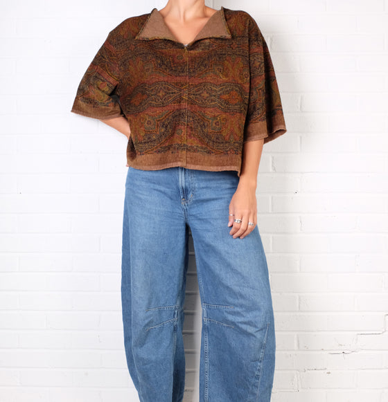 KQ Olive Silk Velvet Top