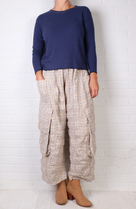 Dress To Kill Cream/Light Blue Plaid Cargo Pant
