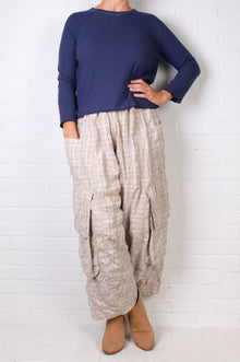  Dress To Kill Cream/Light Blue Plaid Cargo Pant