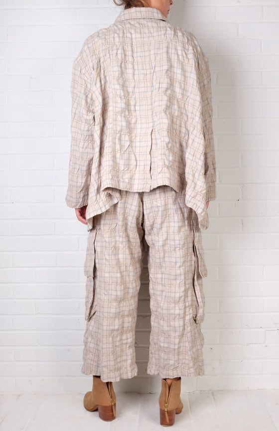 Dress To Kill Cream/Light Blue Plaid 2 Pocket Jacket