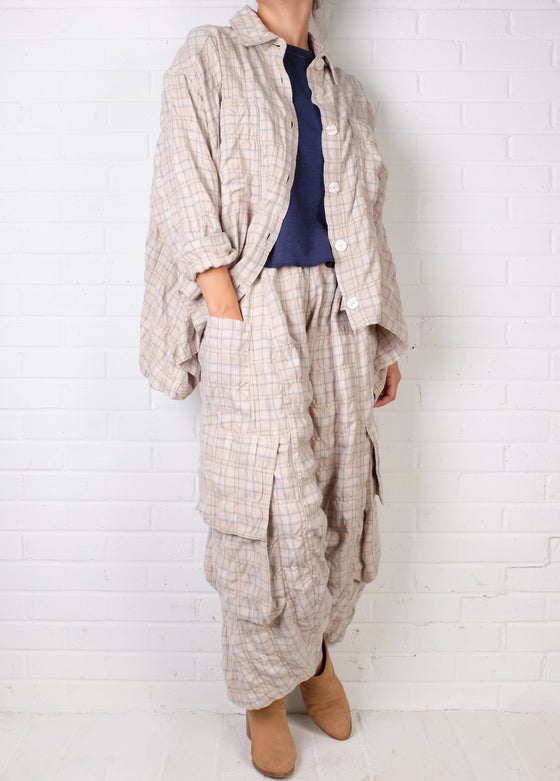 Dress To Kill Cream/Light Blue Plaid 2 Pocket Jacket