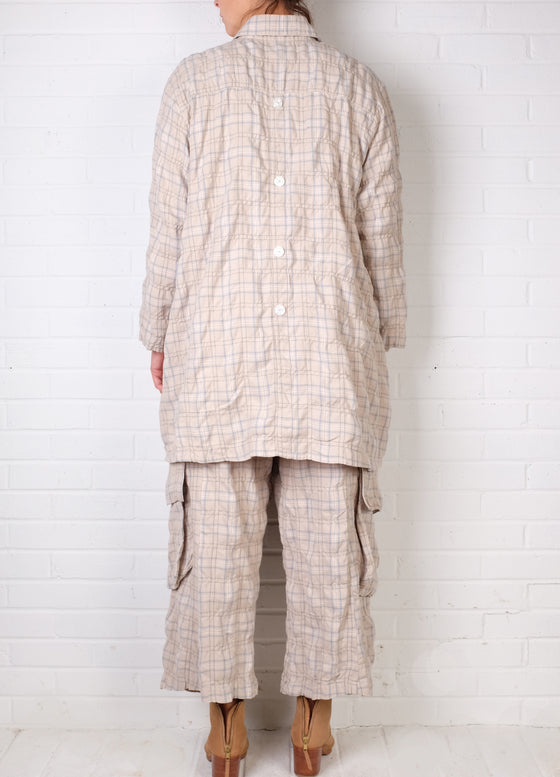 Dress To Kill Cream/Light Blue Plaid Coming and Going Shirt