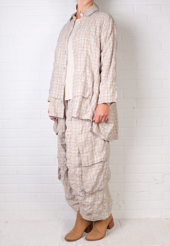Dress To Kill Cream/Light Blue Plaid Coming and Going Shirt