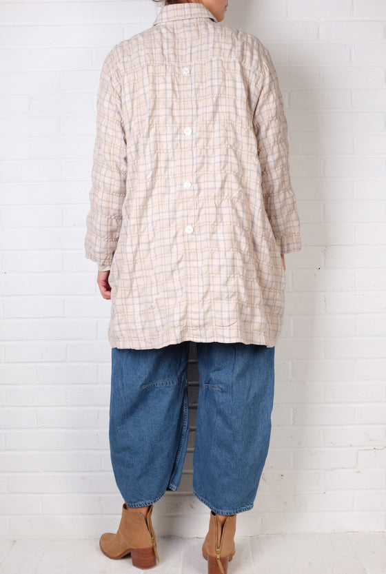 Dress To Kill Cream/Light Blue Plaid Coming and Going Shirt