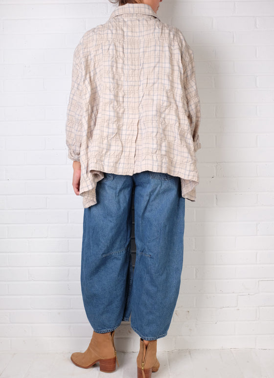 Dress To Kill Cream/Light Blue Plaid 2 Pocket Jacket