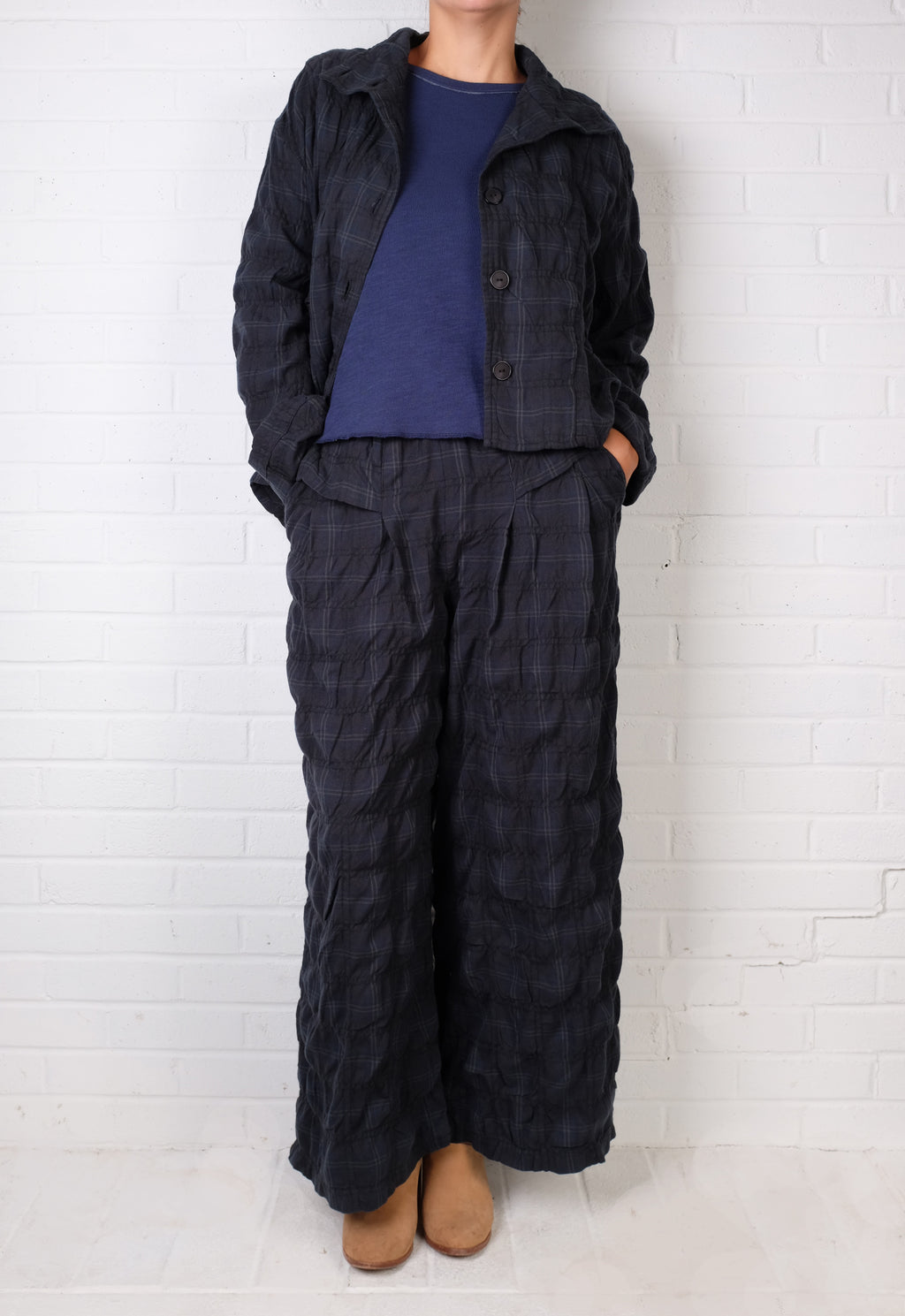 Dress To Kill Blue Plaid Flannel Tab Pocket Pleated Pant