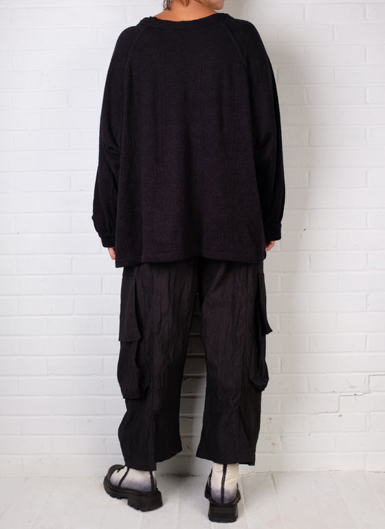 Dress To Kill Black Texture Baseball Pullover