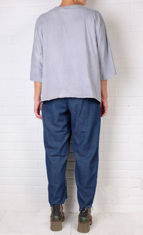 Cynthia Ashby Rex Tee in Water with Silver Graphic