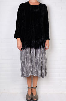  Grizas Black/Silver Ombre Silk Velvet Dress