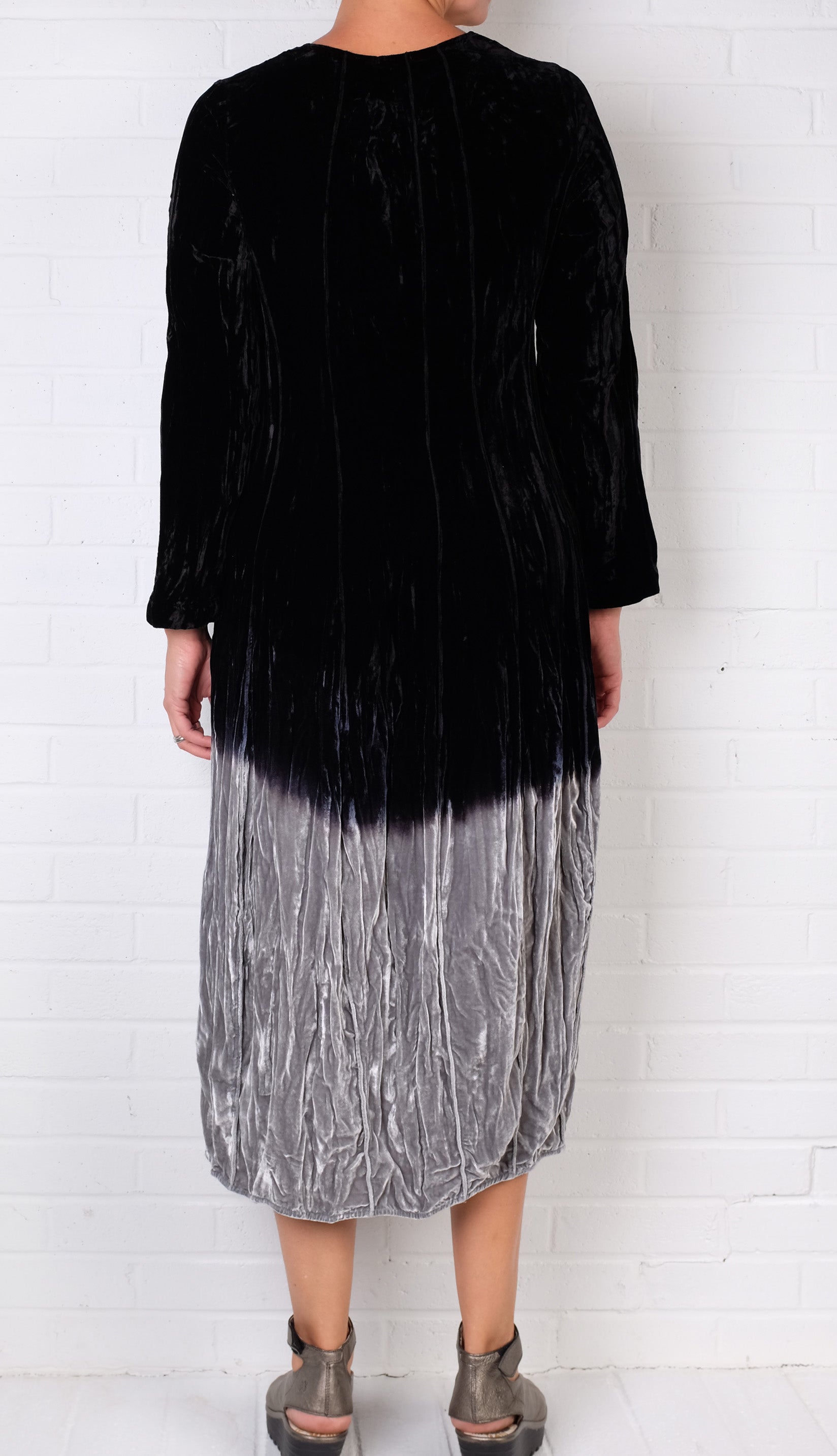 Grizas Black/Silver Ombre Silk Velvet Dress