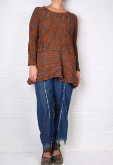  Grizas Copper Crinkle Silk Long Sleeve Tunic