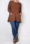 Grizas Copper Crinkle Silk Long Sleeve Tunic