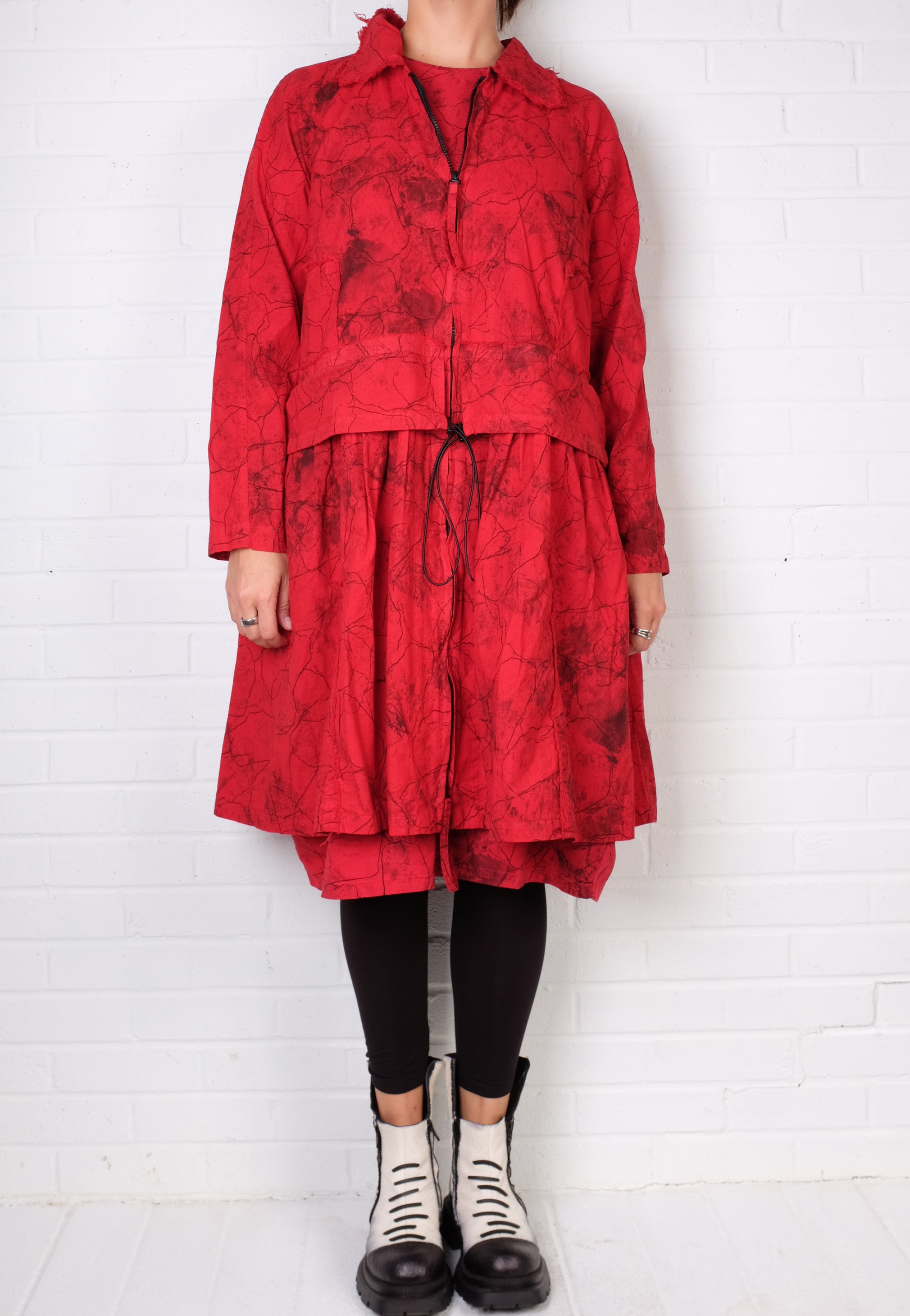 Grizas Red Print Zip Up Jacket