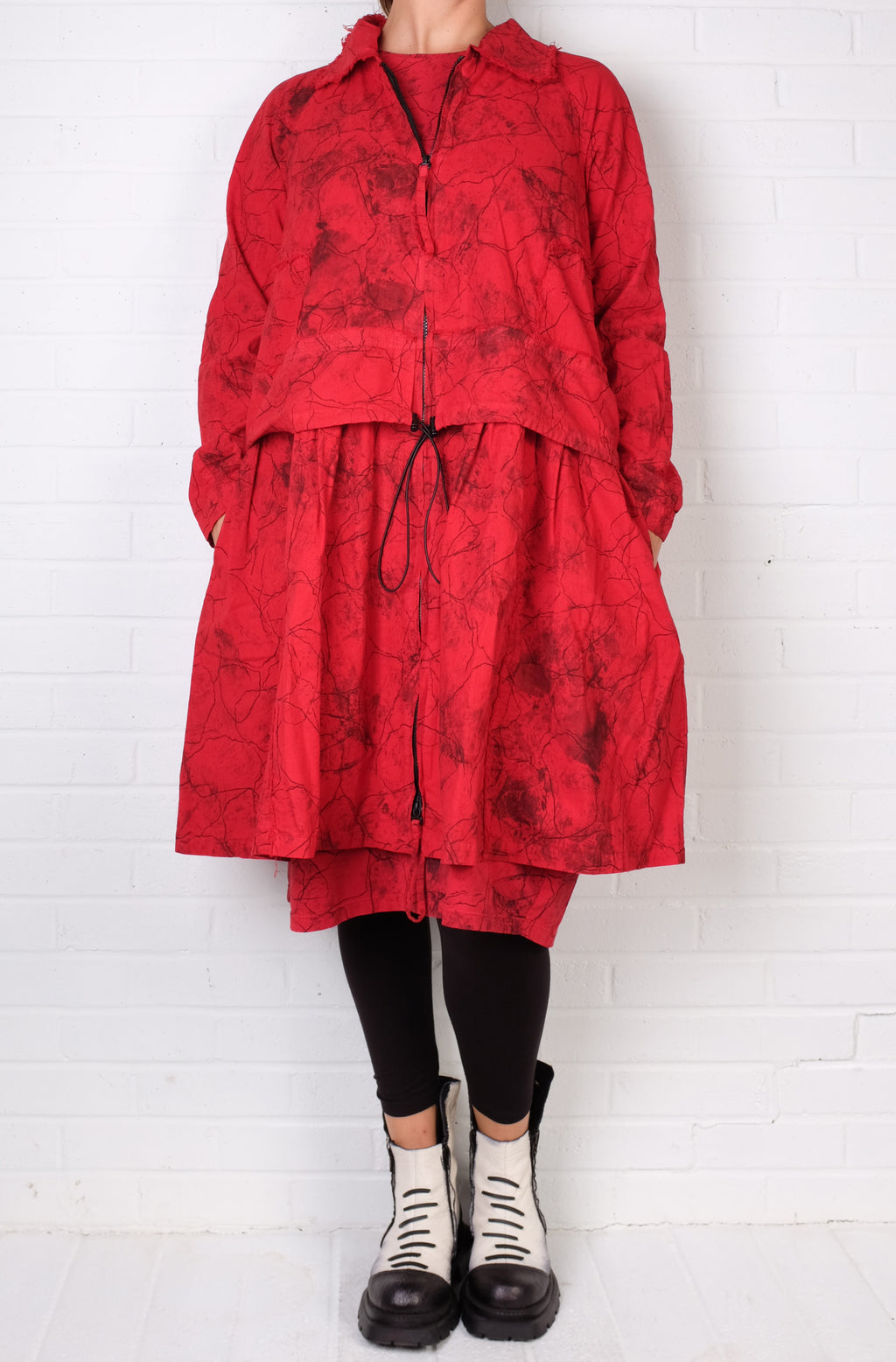 Grizas Red Print Zip Up Jacket