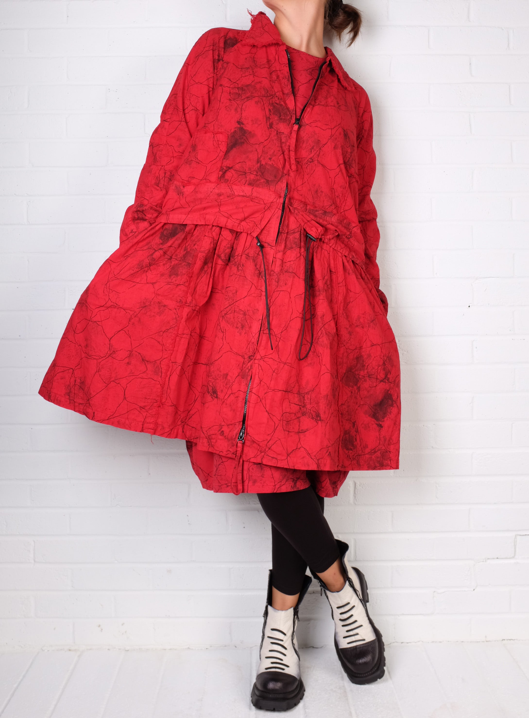 Grizas Red Print Zip Up Jacket