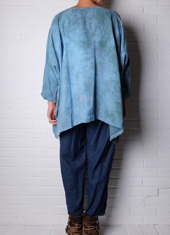 KQ Blue Dyed Linen Tunic
