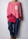 KQ One Size Pink Patchwork Sweater