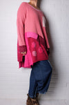 KQ One Size Pink Patchwork Sweater