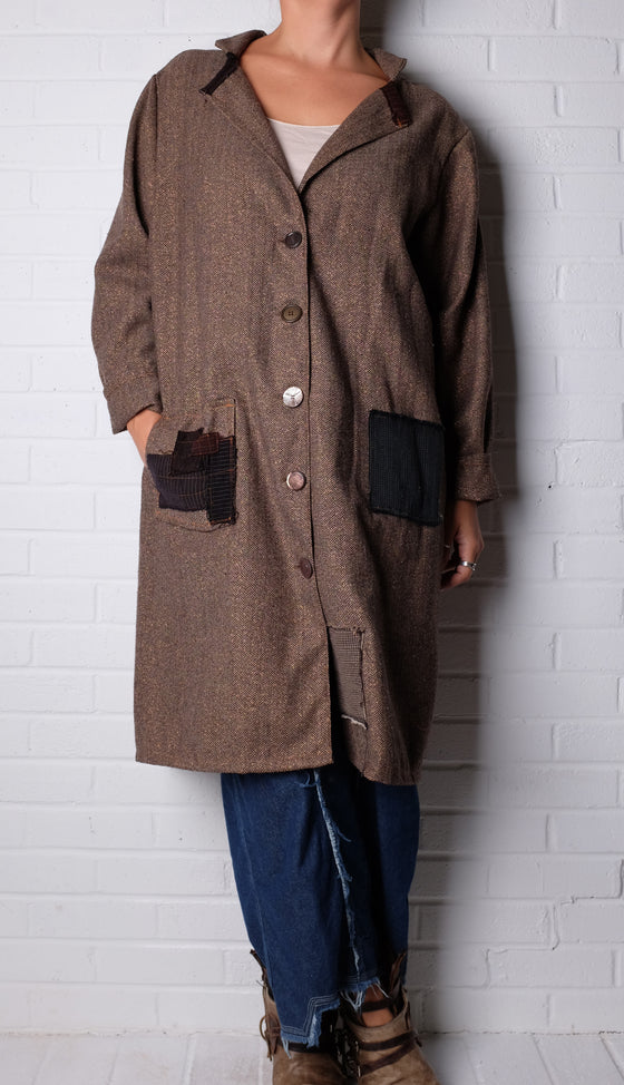 KQ Herringbone Patchwork Coat