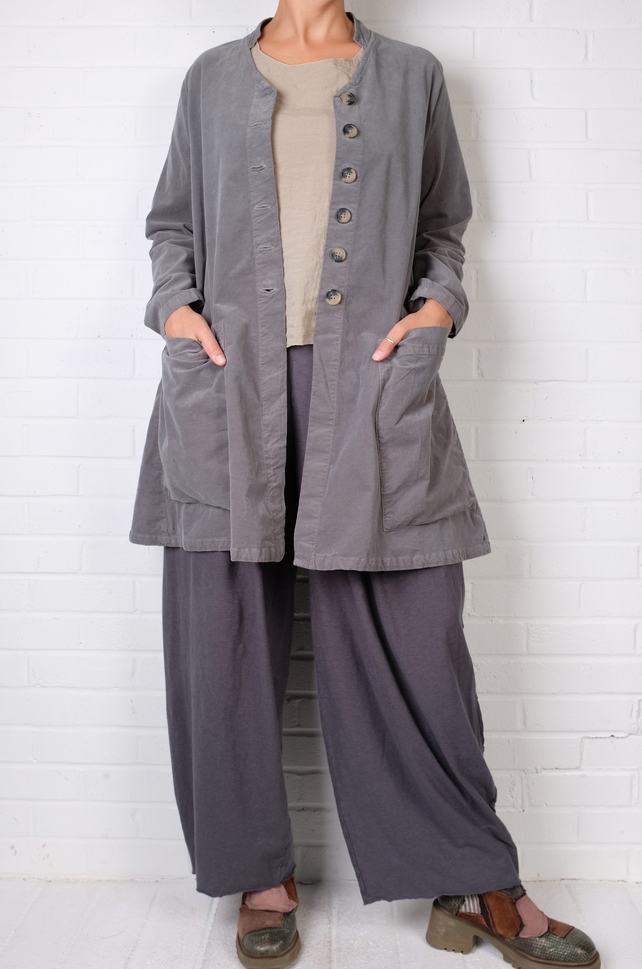 Cutloose Swing Coat in Seal Mini Cord