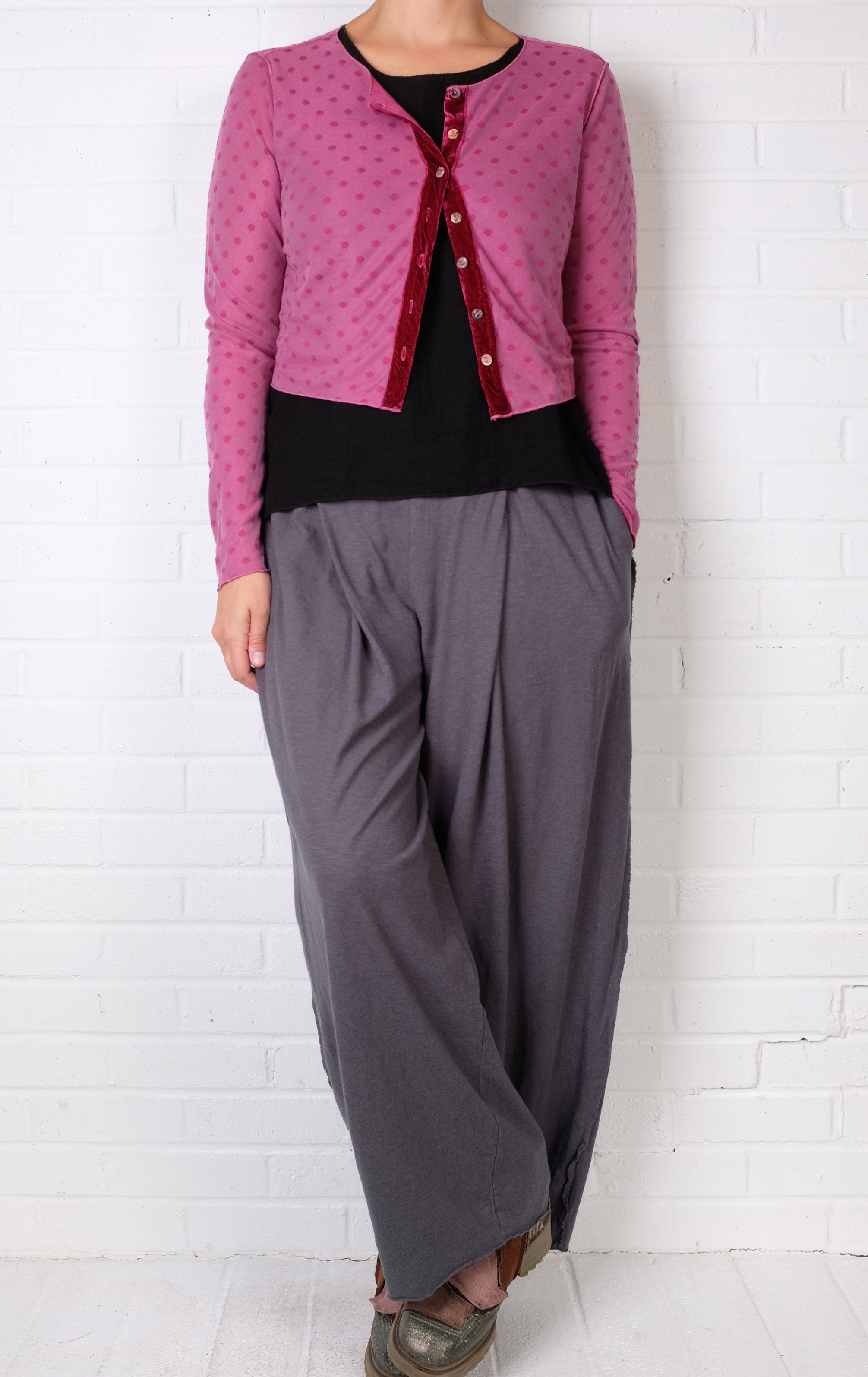 Cutloose Velvet Trim Mesh Dot Cardi (4 Colors)