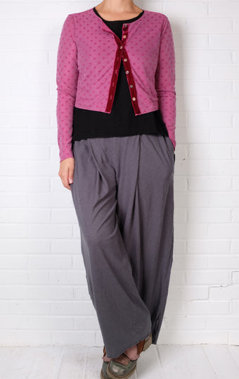 Cutloose Velvet Trim Mesh Dot Cardi (4 Colors)