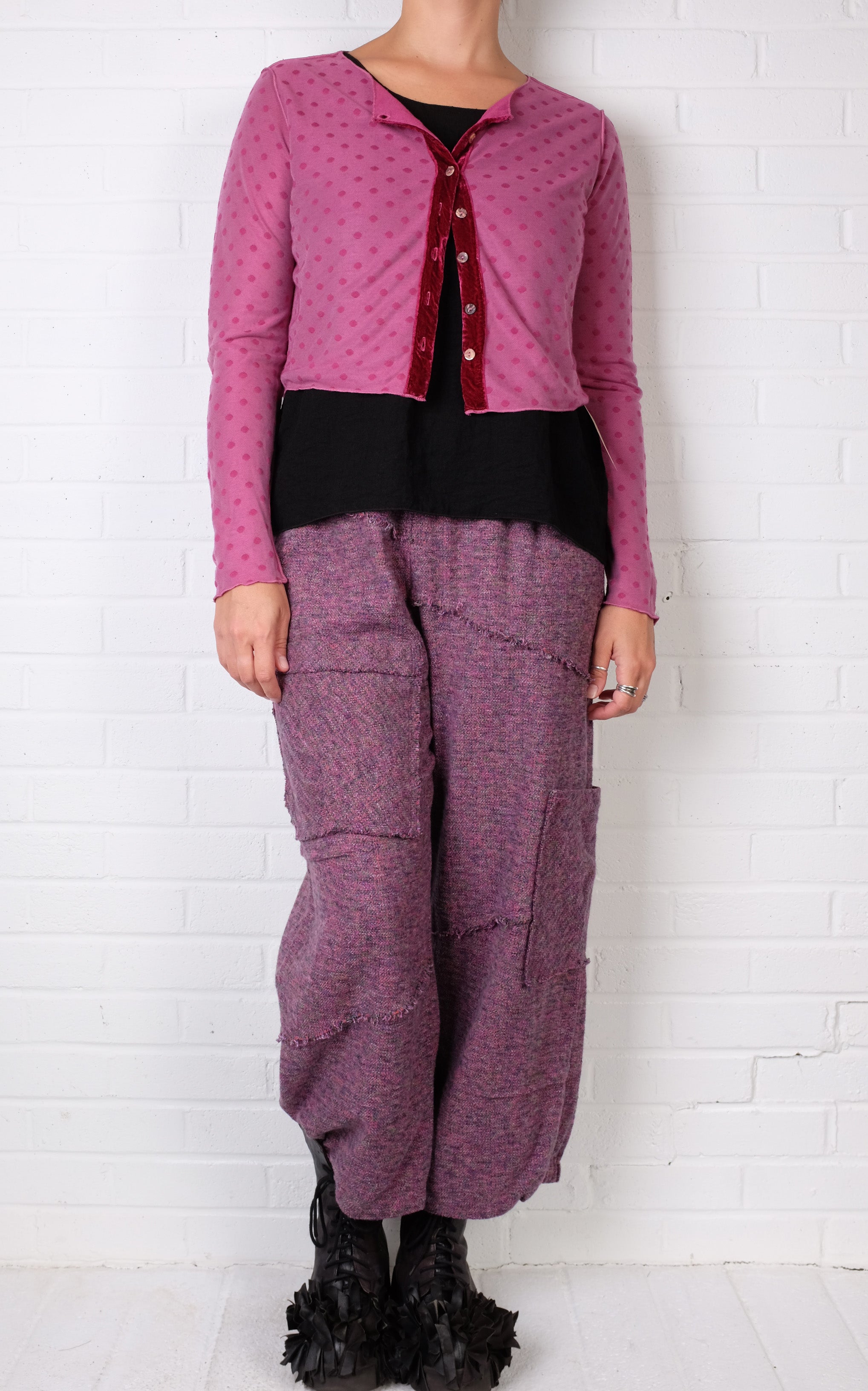 Cutloose Velvet Trim Mesh Dot Cardi (4 Colors)