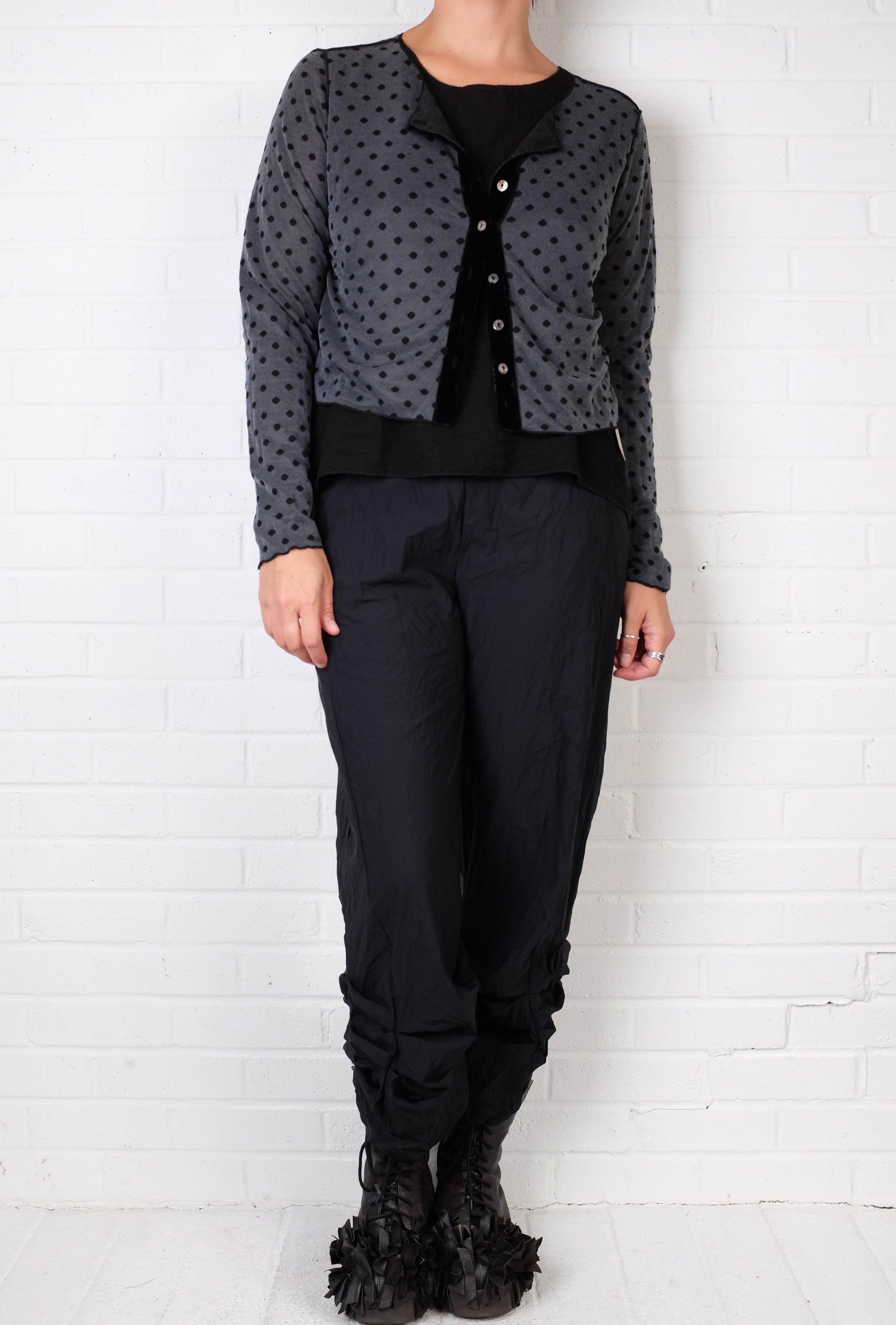 Cutloose Velvet Trim Mesh Dot Cardi (4 Colors)