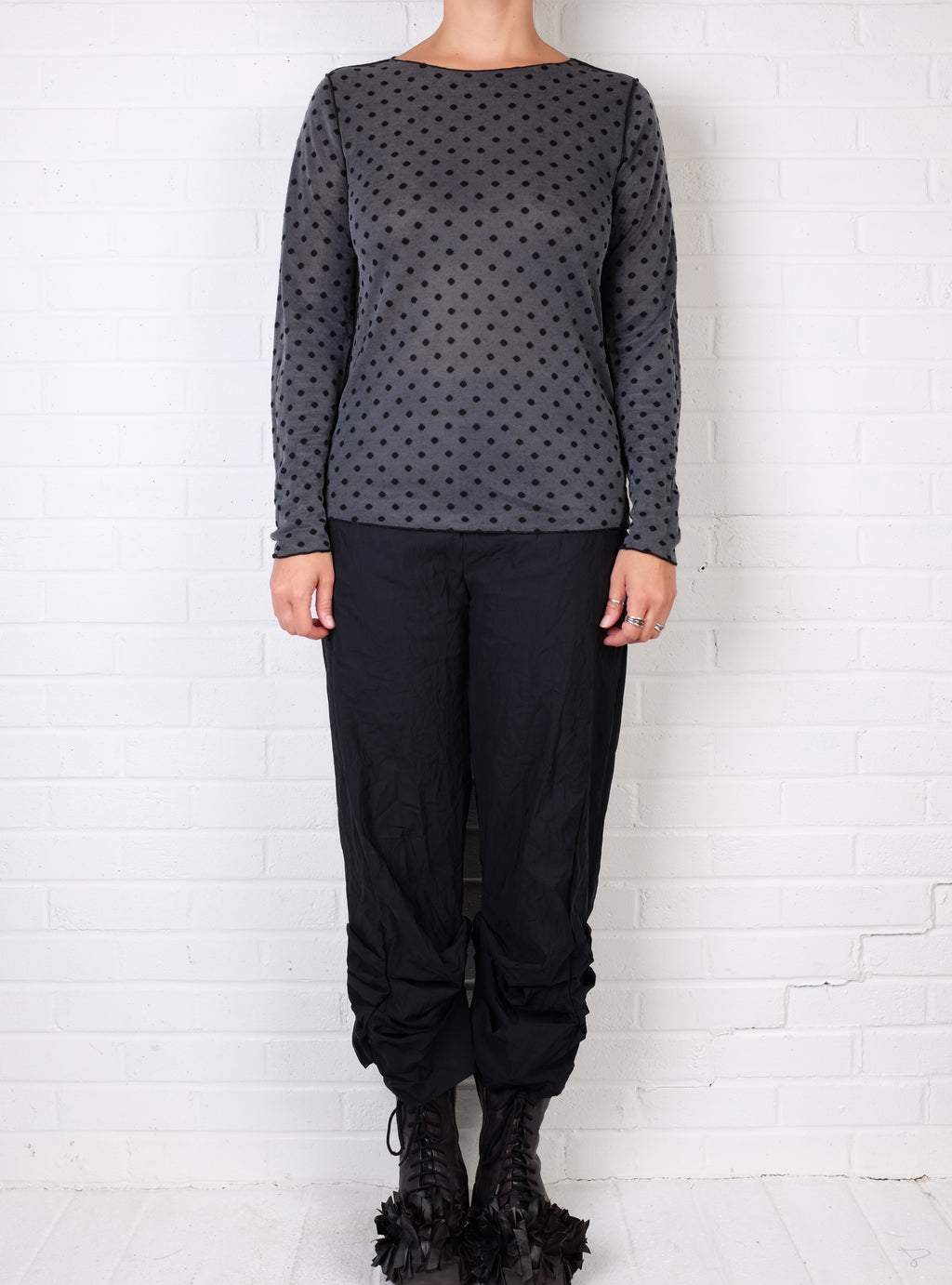Cutloose Mesh Dot LS Layering Tee in Black