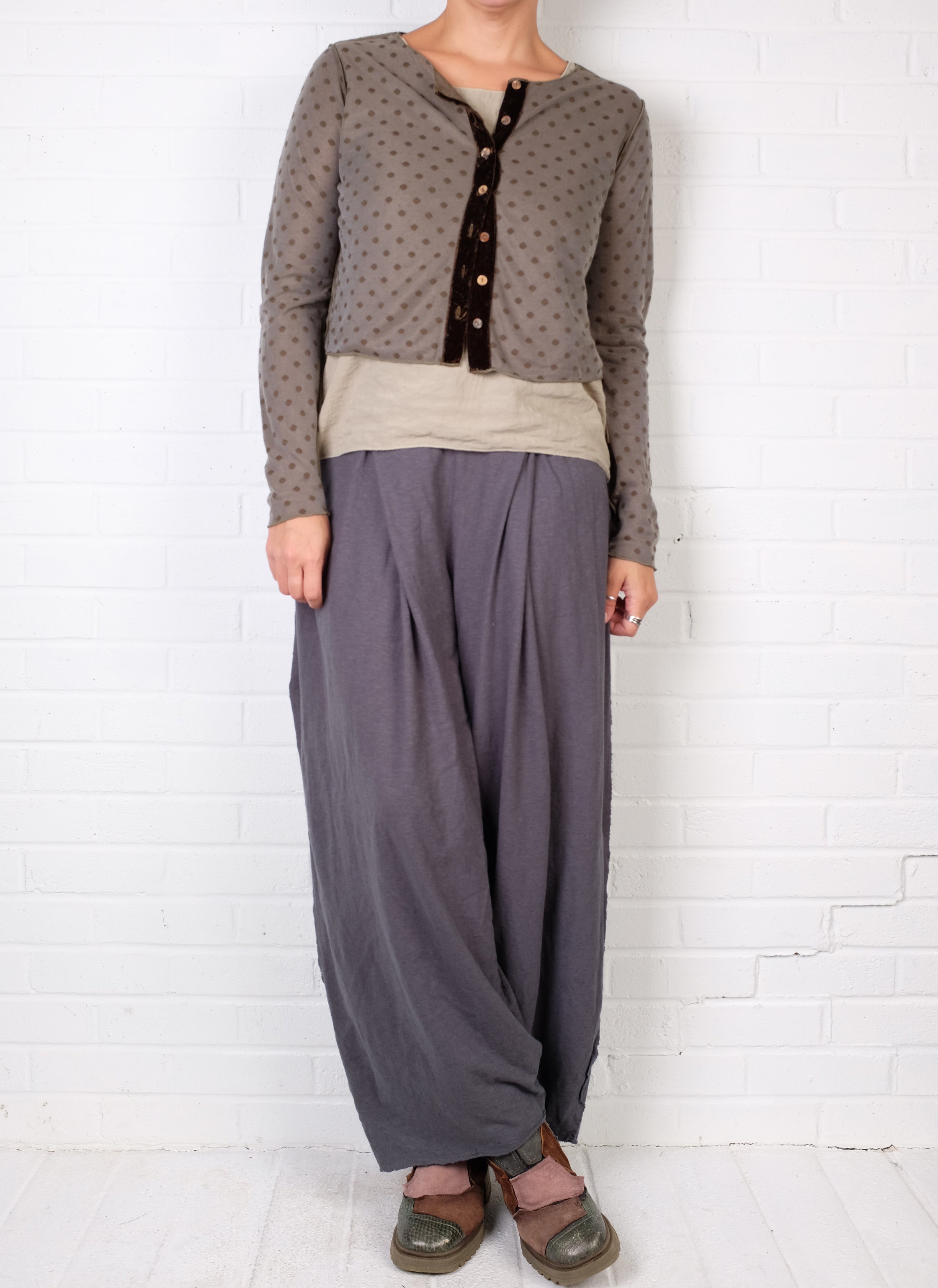 Cutloose Velvet Trim Mesh Dot Cardi (4 Colors)