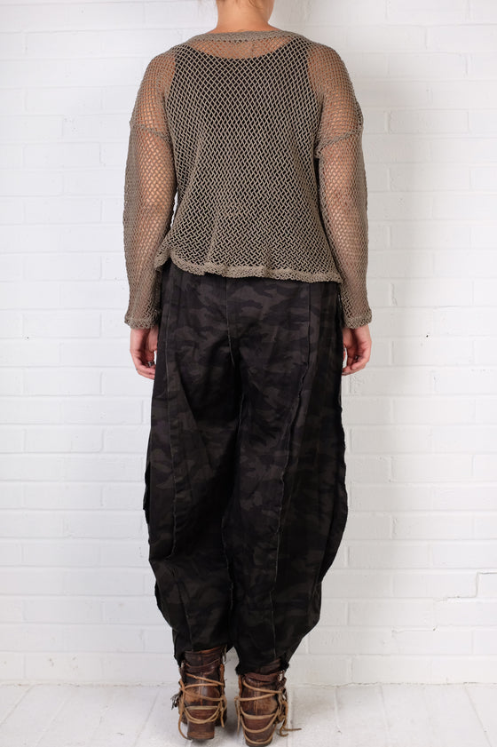 Krista Larson Crop Cotton Fishnet Tee (Two Colors)