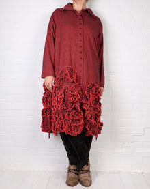  Krista Larson Coquette Dress in Vermillion Herringbone Cotton Flannel