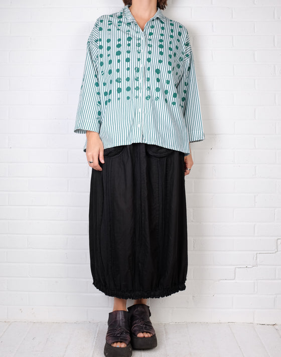 Paper Temples Naomi Top in Green Stripe/Spots