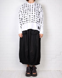  Paper Temples Basic Sweatshirt in White w/ Black Spots