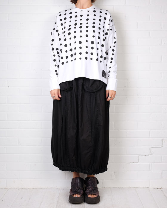 Paper Temples Basic Sweatshirt in White w/ Black Spots