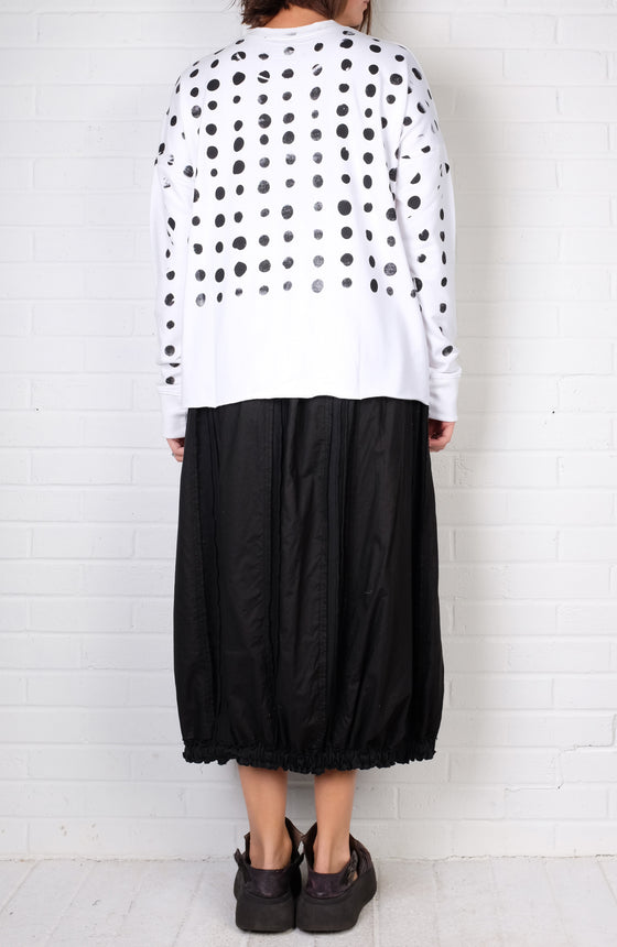 Paper Temples Basic Sweatshirt in White w/ Black Spots
