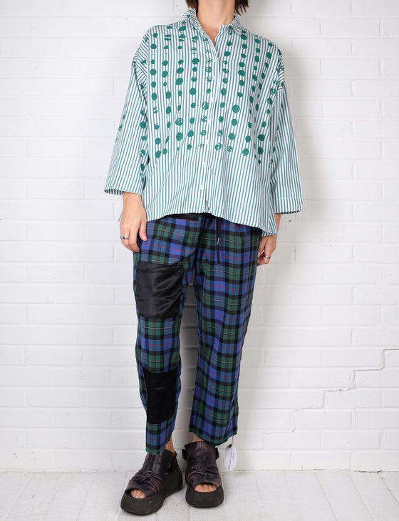 Paper Temples Naomi Top in Green Stripe/Spots